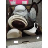 A box of various kitchen ware