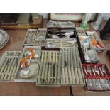 A large selection of boxed flatware including Halls of Sheffield etc