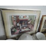 Two Tom Dodgson signed prints Parlour scene 657/850, Organ Grinder, 374/850