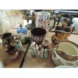 A selection of lustre ware, Oriental figurines and lidded jug-Daisly by K&Co