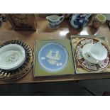 A selection of ceramics including Wedgwood Christmas 1975 plate and Wedgwood Beatrix Potter dish