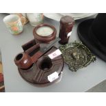 A selection of Bakelite including ash tray and pots