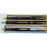 Three Waterman fountain pens, W2, Emblem and 513