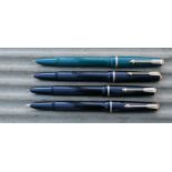 Four Parker Lady Duofold fountain pens