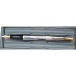 A Parker Sonnet fountain pen, Cascade silver, 18k nib, uninked