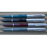 Four Parker 51fountain pens