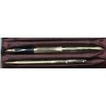 A Sheaffer Imperial fountain pen and pencil, gold plated, touchdown (small ding in pen body)