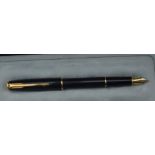 A Parker Sonnet fountain pen, black laque, 18k nib