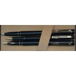 A Sheaffer Targa fountain pen, rollerball and ballpoint, 1003 matt black