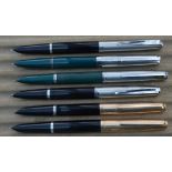 Six Parker 21 fountain pens