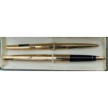 A Sheaffer Lady fountain pen and ballpoint, gold plated, uninked