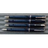 Four Parker Duofold fountain pens