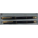 A Parker Sonnet fountain pen and roller ball, laque black, 18k nib