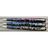 Three Mentmore fountain pens 14k gold nibs