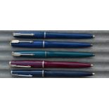 Five Parker Duofold ballpoint pens