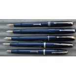 Five Conway Stewart fountain pens, a 93, 75, 28, 84 and 15