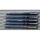 Five Conway Stewart fountain pens, two 286, a 475 and two others