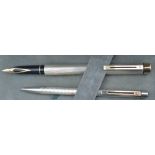 A Sheaffer Targa fountain pen and ballpoint, 1004 sterling silver