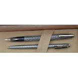 A Sheaffer Imperial fountain pen and ballpoint, sterling silver, diamond