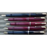 Five Parker Duofold fountain pens