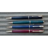 Four Parker Duofold pencils