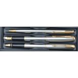 A Parker Sonnet fountain pen, rollerball and ballpoint, Flighter GT, uninked