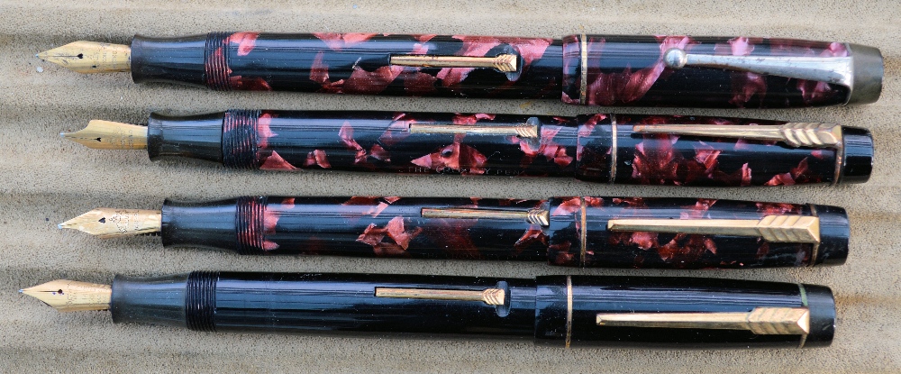 Four Croxley fountain pens, 14k gold nibs