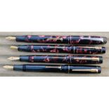 Four Croxley fountain pens, 14k gold nibs