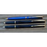 A Parker Inflection fountain pen, ballpoint and rollerball