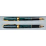 A Parker Sonnet fountain pen and roller ball, premier green laque, 18k nib