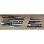 A Sheaffer Targa fountain pen and ballpoint, 1001 stainless steel