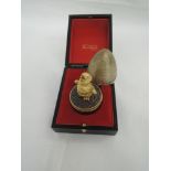 A Stuart Devlin silver gilt surprise egg for year 1972, containing a silver gilt chick on oxidised