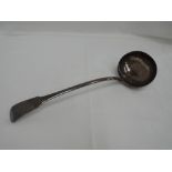 A large Georgian silver soup ladle of plain form, London 1810, Richard Crossley & George Smith