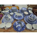 A collection of willow pattern tableware