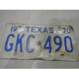 A Texas number plate, GKC 490