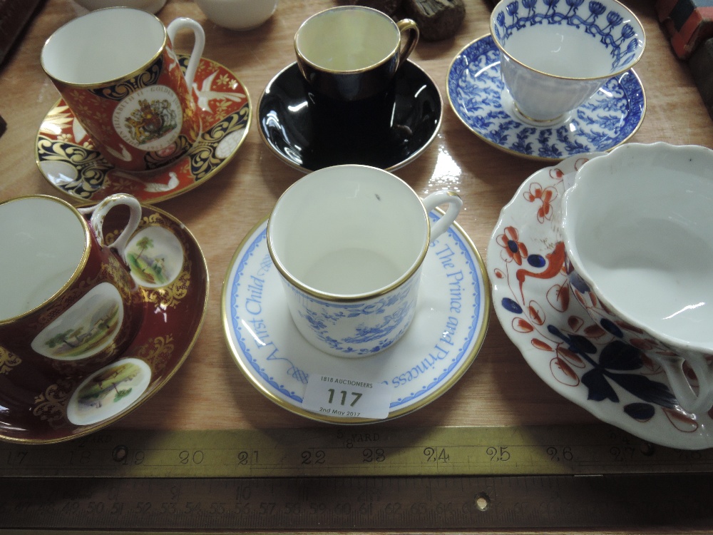 A selection of cabinet cups and saucers including Carltonware and Royal Worcester