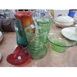 A selection of coloured and art glass