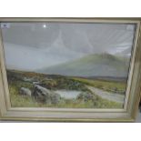 A Goache painting, H Wingate, Moorland landscape, signed, 14'x20'