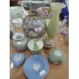 A miscellaneous selection including Wedgwood Jasperware, metal and glass bowl etc