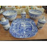 A selection of blue and white including Copeland Spode's Italian