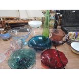 A selection of coloured and art glass