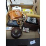 A miscellaneous selection including a Conway Popular model box camera, a pair of Ajax binoculars, an