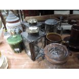 A selection including Kilner jar, lamps and steins etc