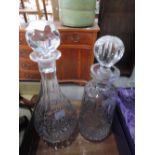 Two cut glass decanters