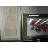 Two watercolours, Elspeth Harrigan, Poppies and Lilies