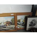 Three prints, Georgson, Buoyant Elite Home Delivery Service, Chris Woods, locomotives