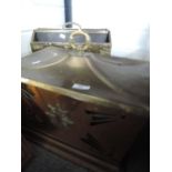 A brass log/coal box and magazine rack