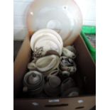 A box of ceramics including Poole