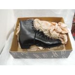 A pair of gents vintage unworn black leather ice skating boots by Fagan Pathfinder and CCM ice
