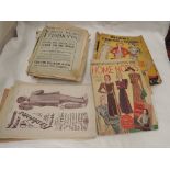 A selection of vintage sewing patterns, pamphlets and catalogues including Weldon's Catalogue of